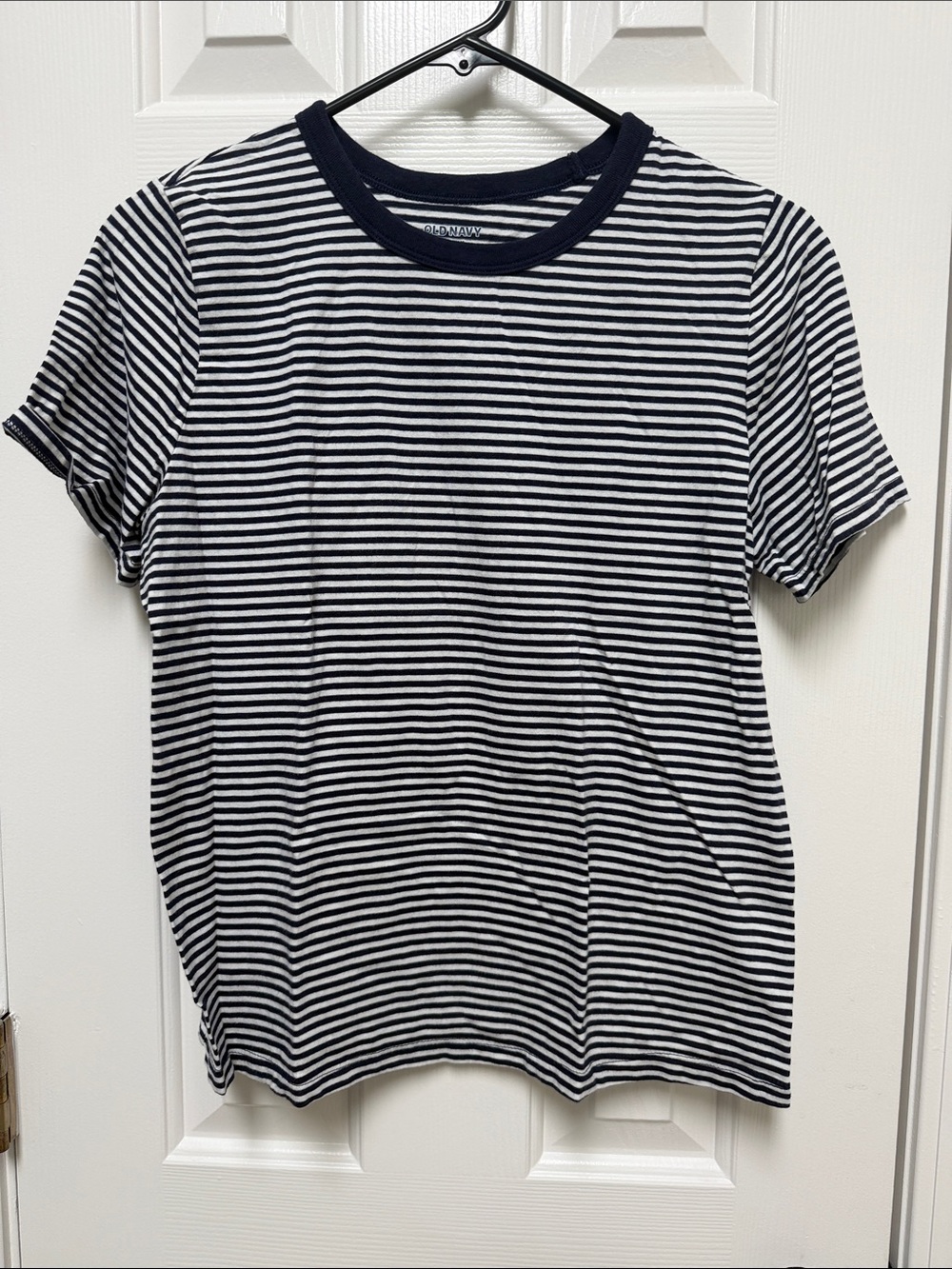 Old Navy Navy and White Stripe Short-Sleeve Tee
